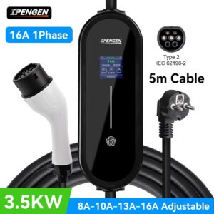 Portable EV charger 3.5KW Type2 IEC62196 with LCD screen