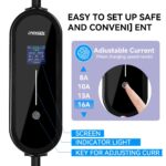 Portable EV Charger 3.5KW | Type 2 IEC62196 / GB/T / J1772 Adjustable 16A | 5M Cable with LCD Display
