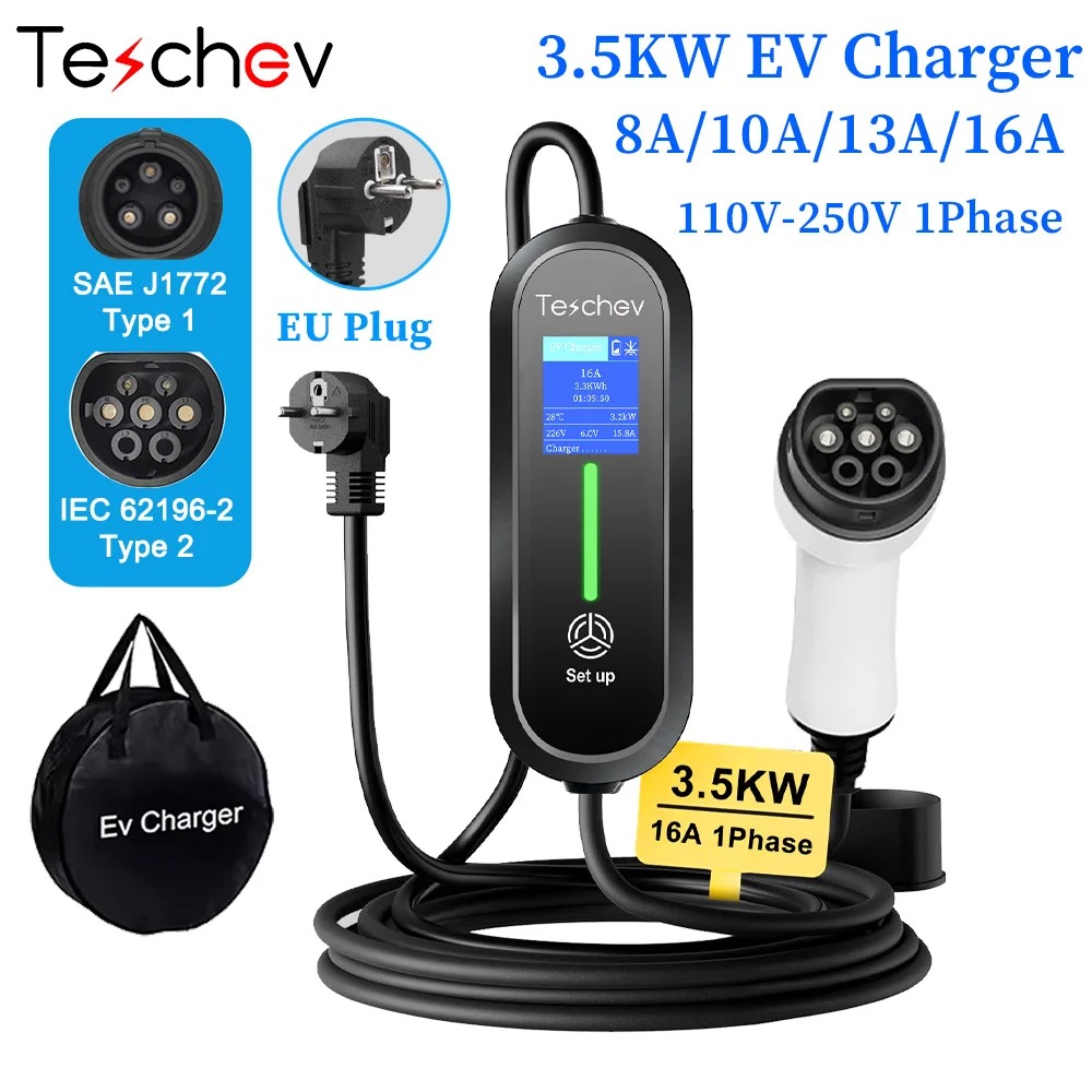 3.5KW Portable EV Charger — Type 2 IEC 62196 / Type 1 J1772 Wallbox Charging Station - Image 5