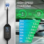Portable EV Charger 7.2KW 32A | Type2 Type1 GB/T WiFi